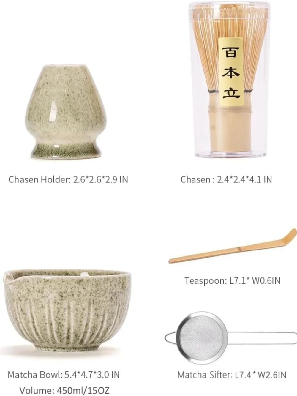 5pc Perfect Matcha Kit for Matcha Tea Ceremony Match Bowl Scoop Chasen Holder